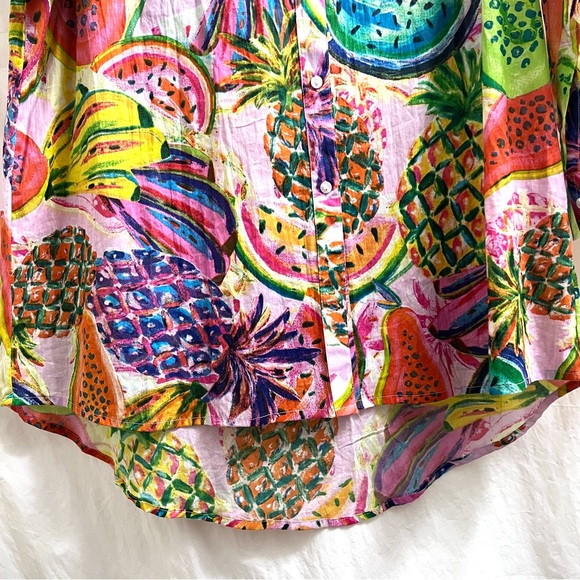 True Destinations Tropical Fruit Swim Cover Up Shirt/Dress Size Medium - Picture 8 of 11